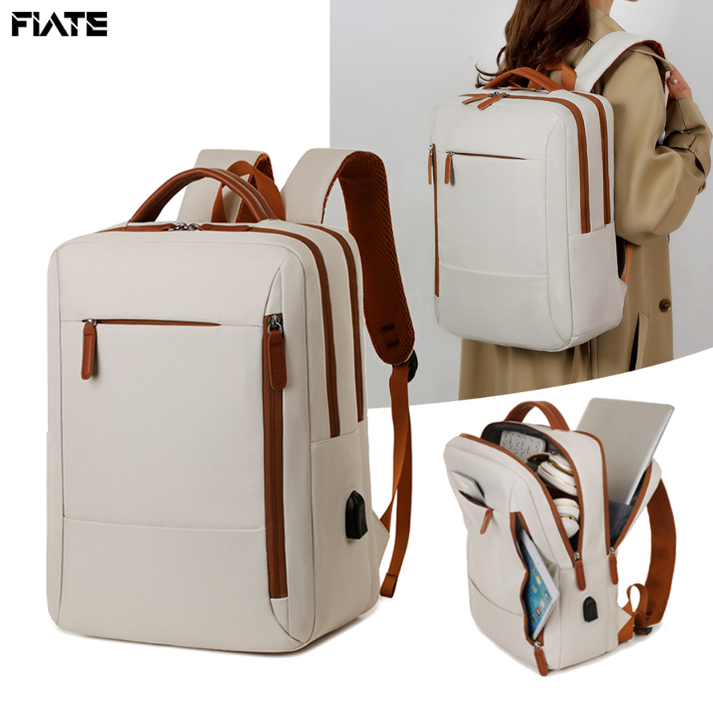 FLATE Tas Laptop 15 Inch Anti Air Tas Ransel Sekolah Wanita Kuliah Kerja Travel Backpack