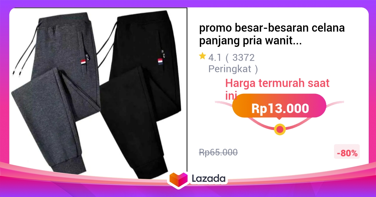 promo besar-besaran celana panjang pria wanita Training jogger Joger Bahan Lotto premium training trening dewasa  murah