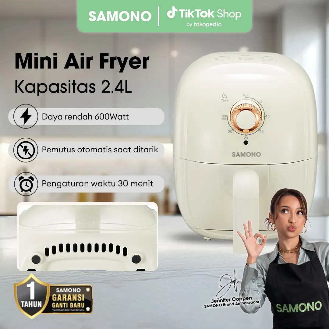 (GUNCANG 8.8) SAMONO 2,4 Liter Home Appliances Air Fryer 500 Watt [SW-AFG24] Hijau & SAMONO Air Fryer 3.2 Liter 600 Watt Penggorengan Tanpa Minyak (SW-AFW32) Mesin Machine Wadah