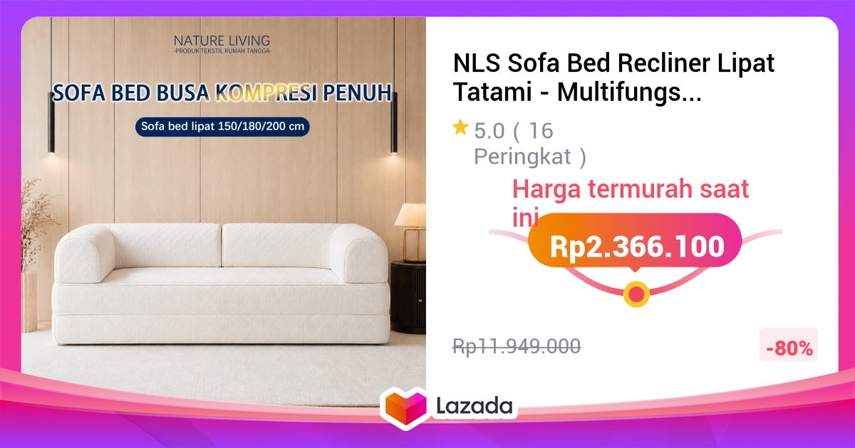 NLS Sofa Bed Recliner Lipat Tatami - Multifungsi untuk Ruang Sempit/Ruang Tamu/Balkon dengan Sarung Corduroy yang Dapat Dilepas