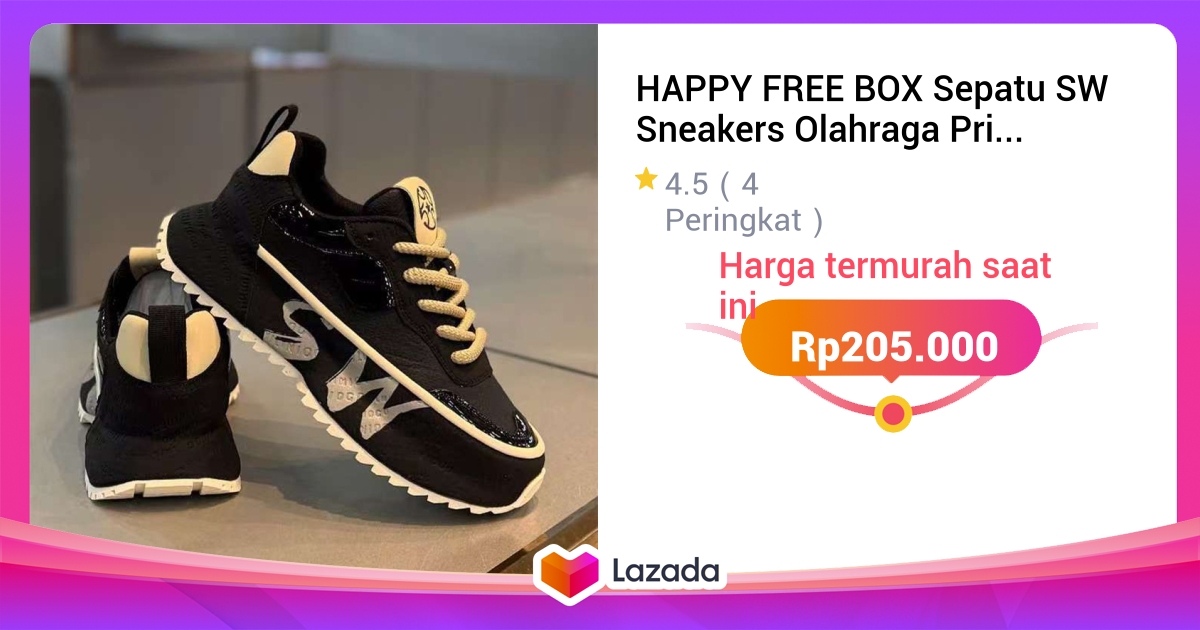 HAPPY FREE BOX Sepatu SW Sneakers Olahraga Pria PREMIUM Model Kekinian Variasi Tali Bisa COD