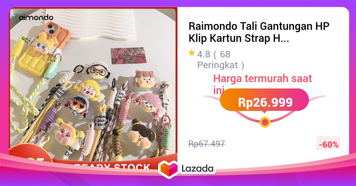Raimondo Tali Gantungan HP Klip Kartun Strap Hp Aesthetic Korea Tali Selempang Tenun Keren Trendi Ins Tali Bahu Casing Telepon Pola Kartunn 3D Yang Lucu Phone Strap Lanyard Hp