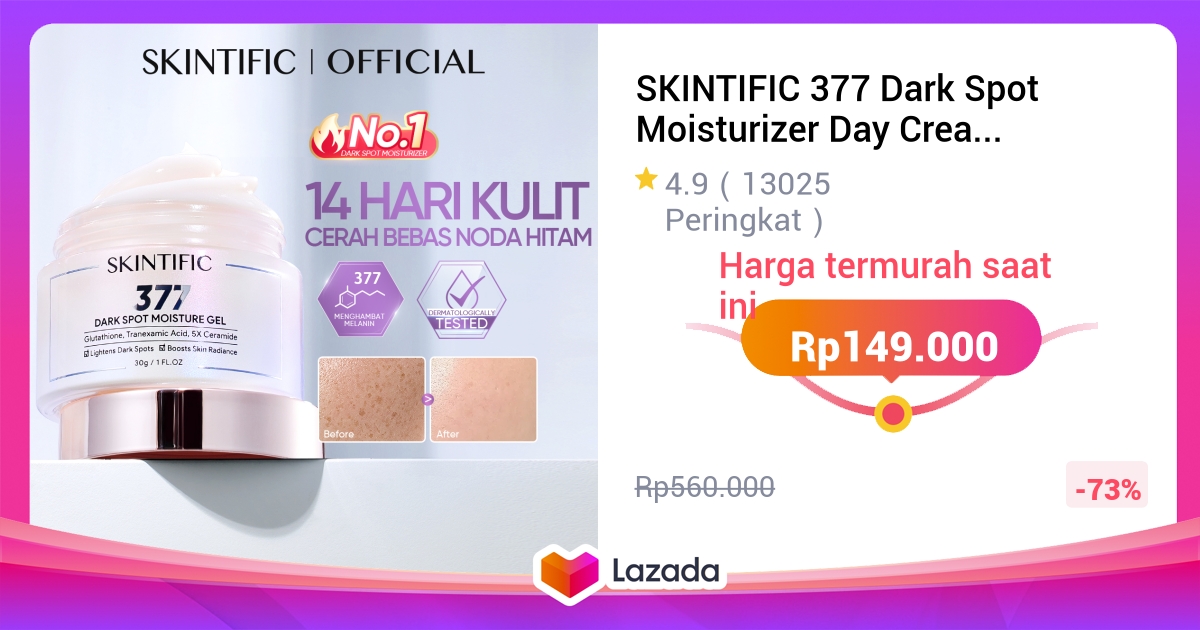 SKINTIFIC 377 Dark Spot Moisturizer Day Cream Menyamarkan Flek Hitam for Mencerahkan wajah