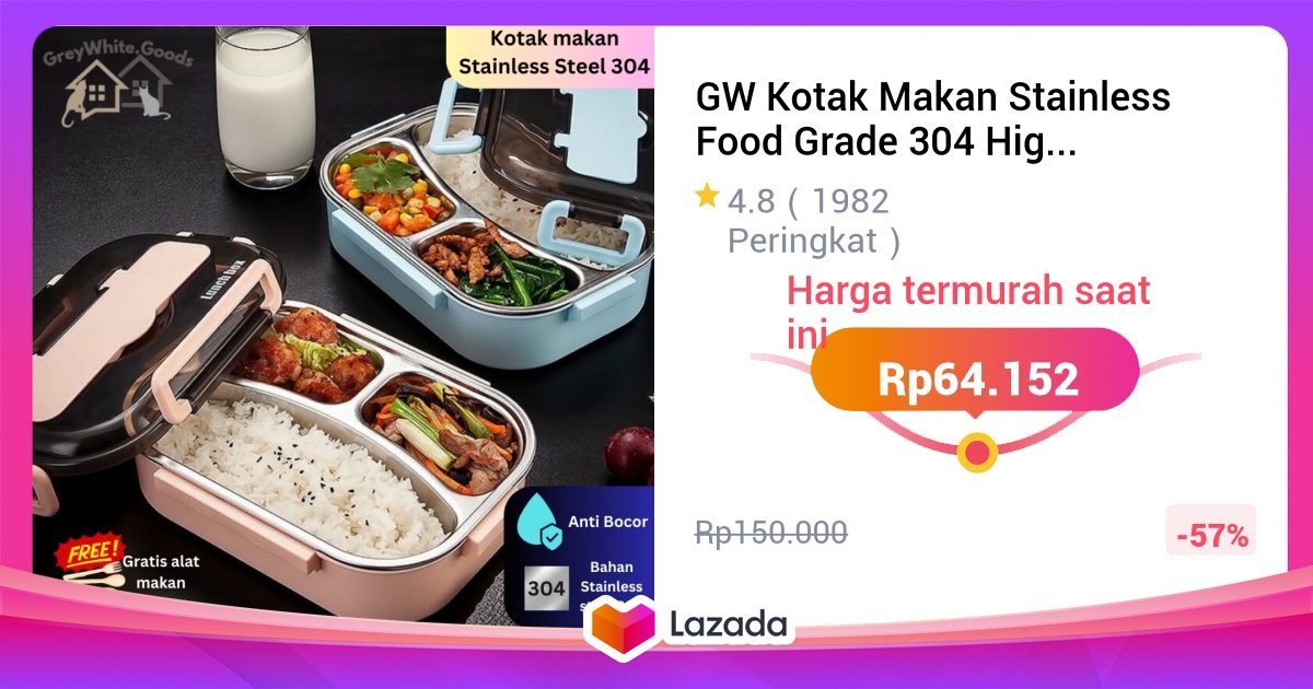 GW Kotak Makan Stainless Food Grade 304 High Quality