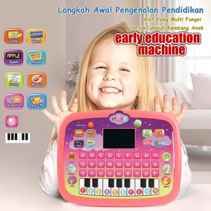 FUNToy Anak Tablet Belajar Mainan Anak Mainan Edukasi/Mesin Pembelajaran Cerita Tablet/Tablet Musik Piano Anak Laptop Mainan/LED Educational Toys
