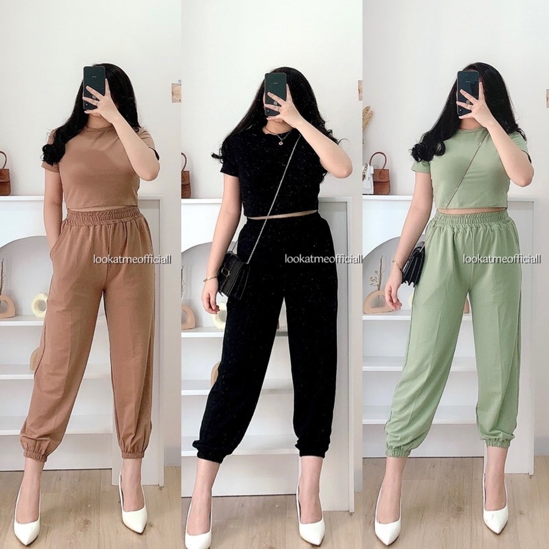 ZOEY SET - Set 2in1 Jogger + Crop Top Premium